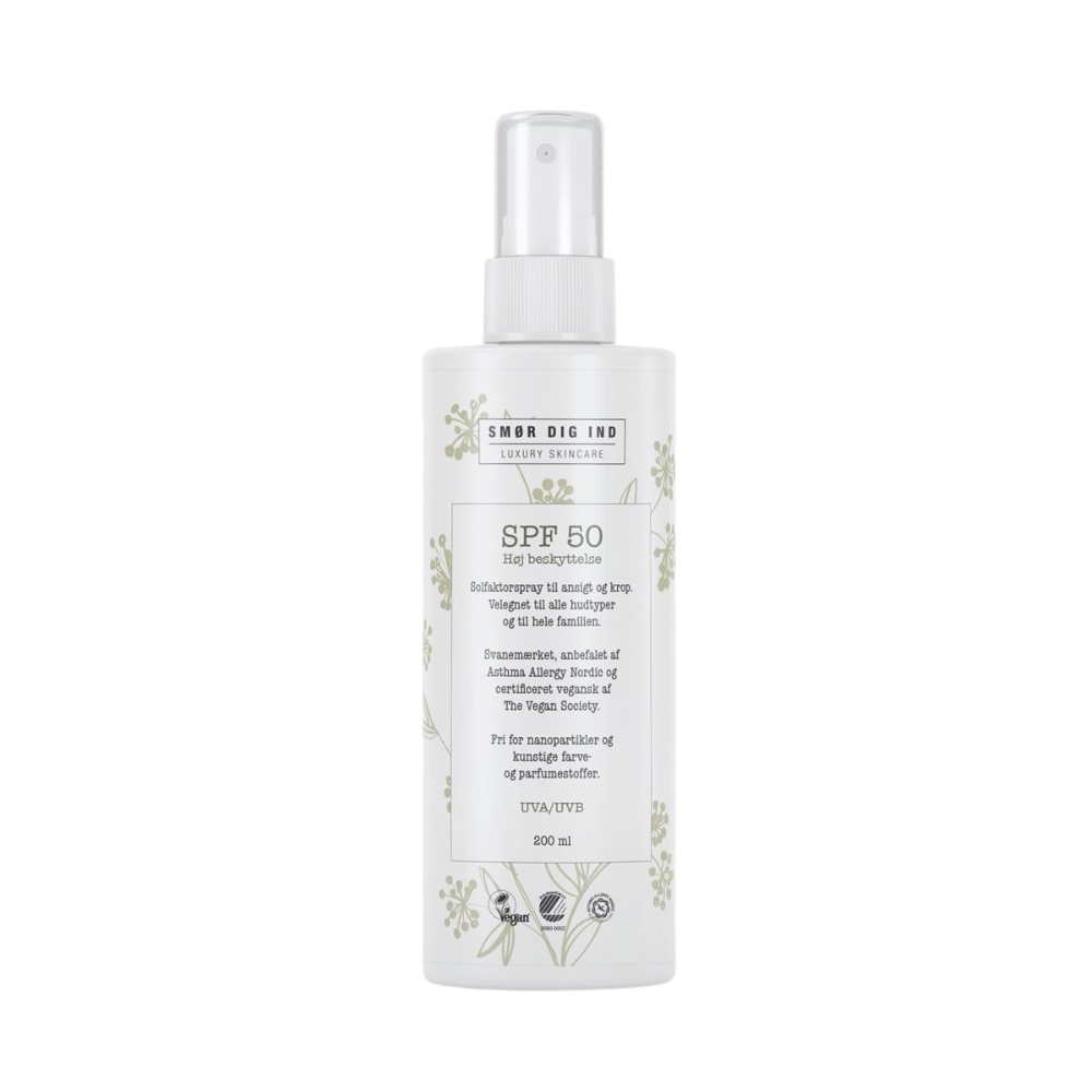 Smør Dig Ind Solfaktorspray Spf 50 Svanemærket Allergivenlig 200ml Hos Frisøren Baronen