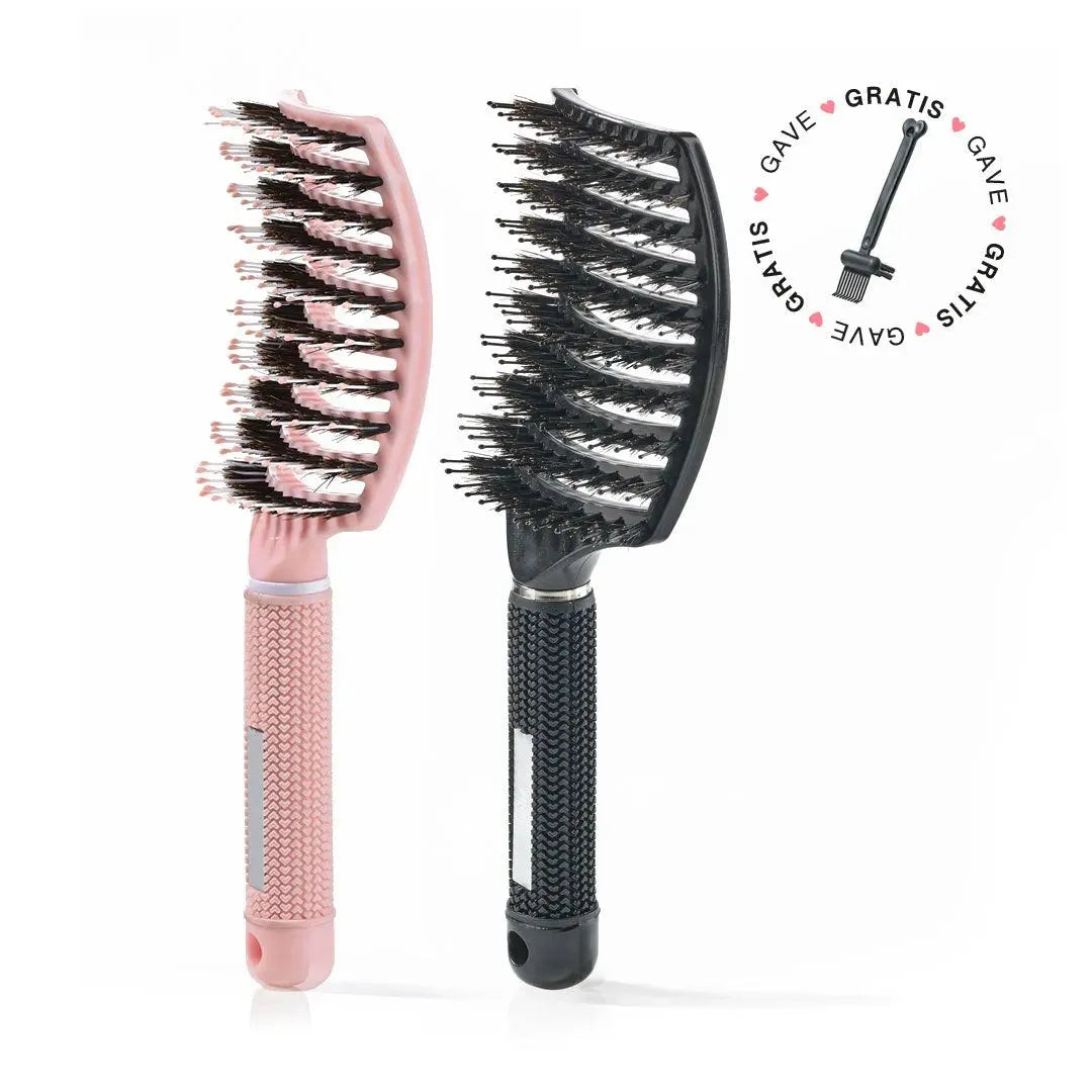 Stk  Curved Paddle Brush   Gratis Gave Lyserød   Sort  Spar 12    Gratis Cleaning Brush