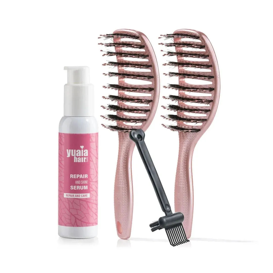 Ultimative Detangler Sæt   Stk Shiny Rose  Gratis Hårserum Og Cleaning Brush