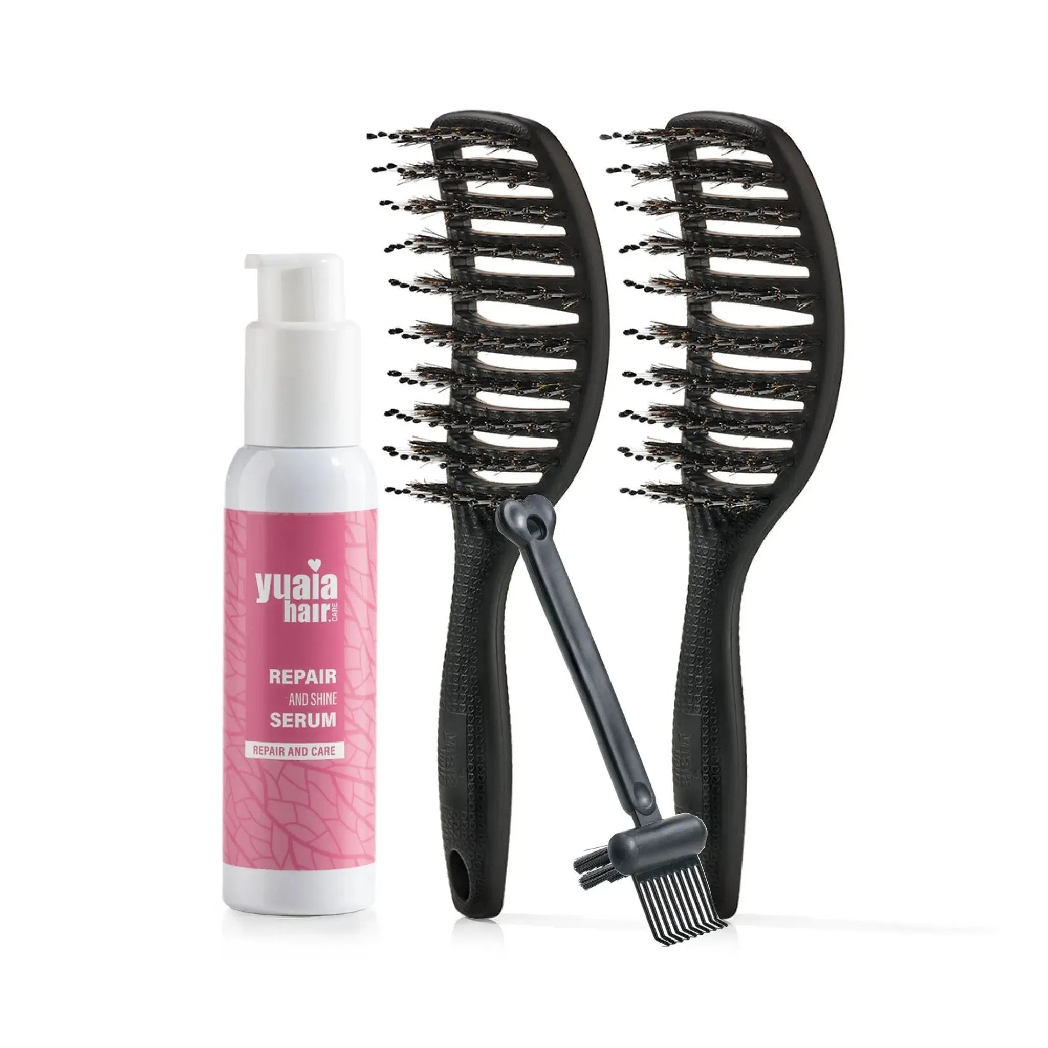 Ultimative Detangler Sæt   Stk Soft Black  Gratis Hårserum Og Cleaning Brush