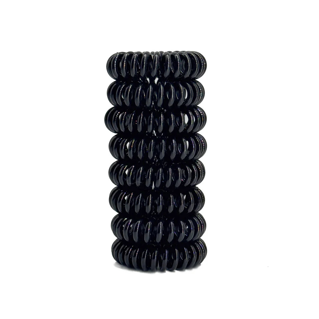 -pak Spiral Hårelastikker Black